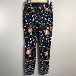 Old Navy PIXIE Women's Black Floral Fairy Garden Mid Rise Stretchy Pants 2-Tall‎